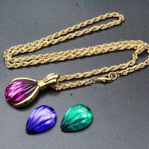 Kenneth Jay Lane KJL Signed Designer Interchgeable Magnetic Pendant Necklace